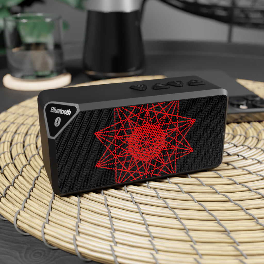 Portable Bluetooth Speaker — Red Geometric Grill Design