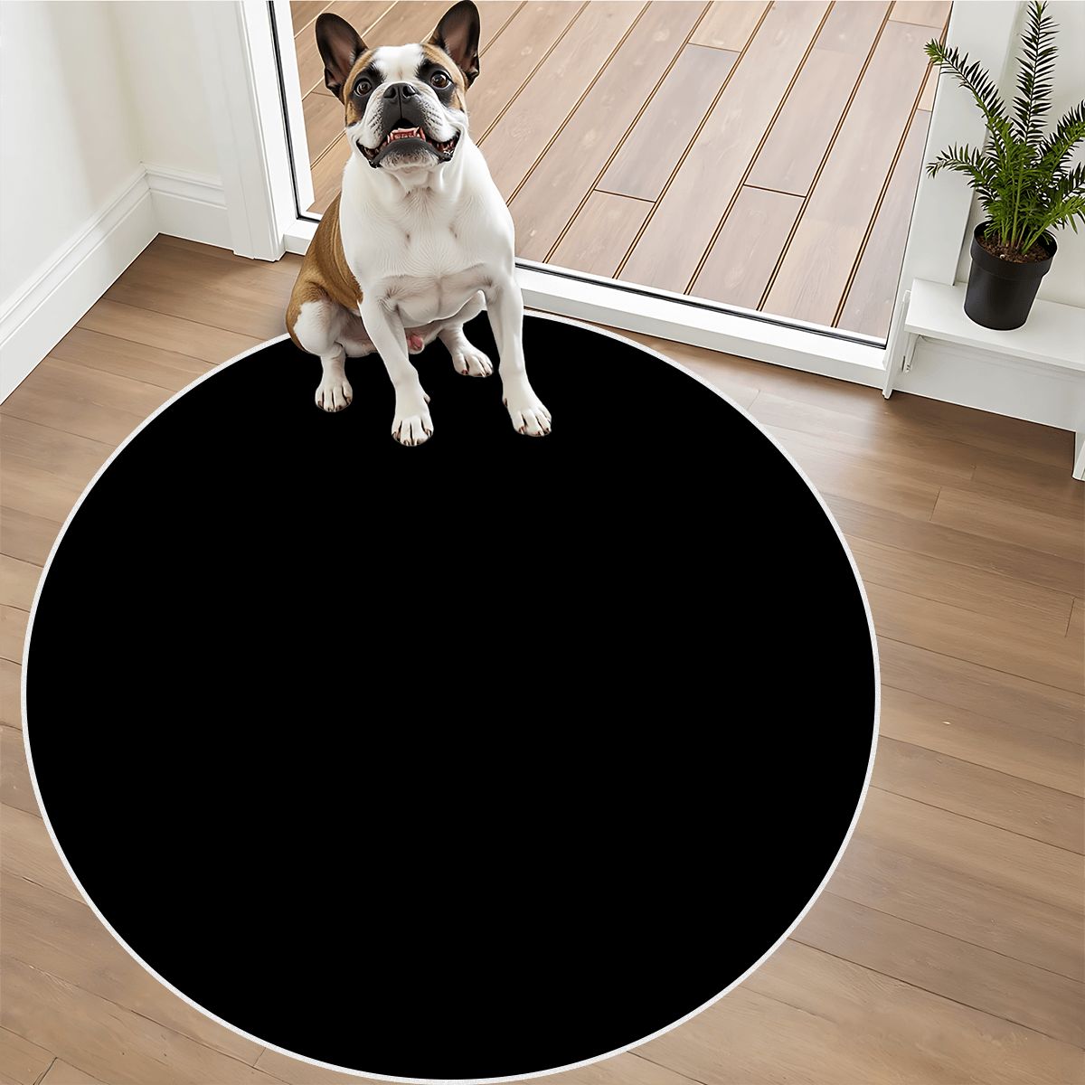 Round  Rug with White Border