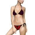 Red Geometric Tie-Side Bikini — Women's Patterned Swimsuit