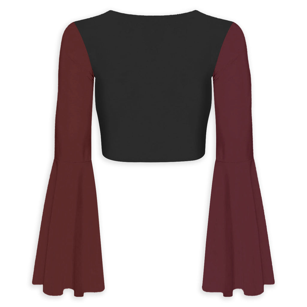 Flared Sleeve Tie-Front Crop Top