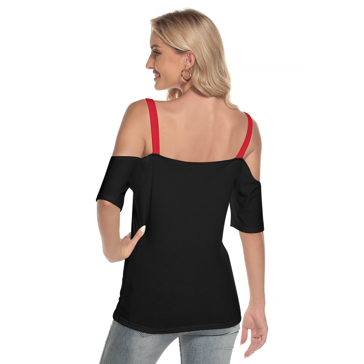 Cold Shoulder T-shirt With Criss Cross Strips