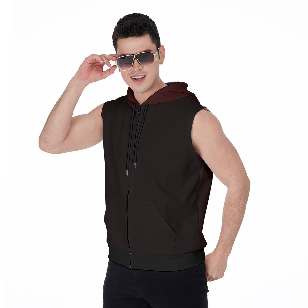 Zipper-Up Sleeveless Hoodie