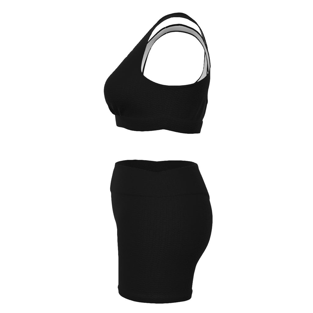 Sports Bra And Shorts Suit with honeycomb texture