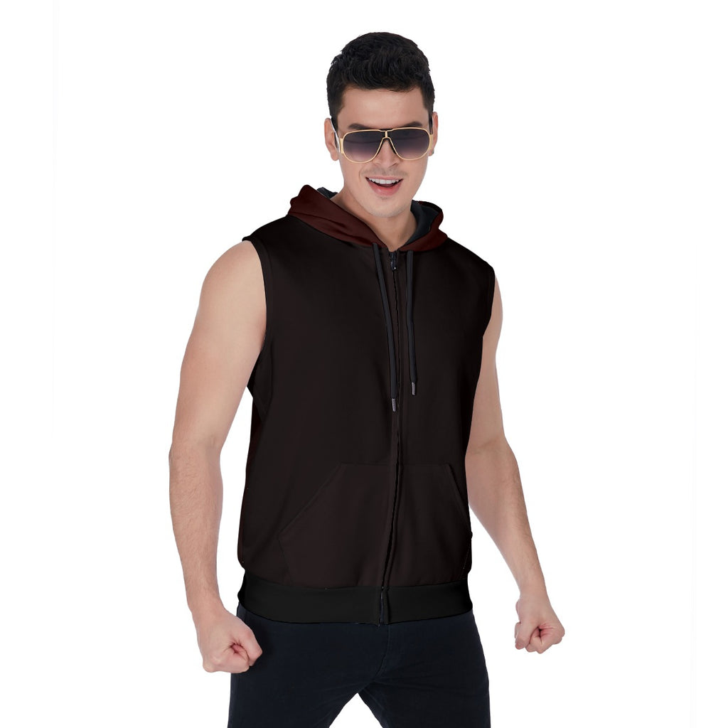 Zipper-Up Sleeveless Hoodie