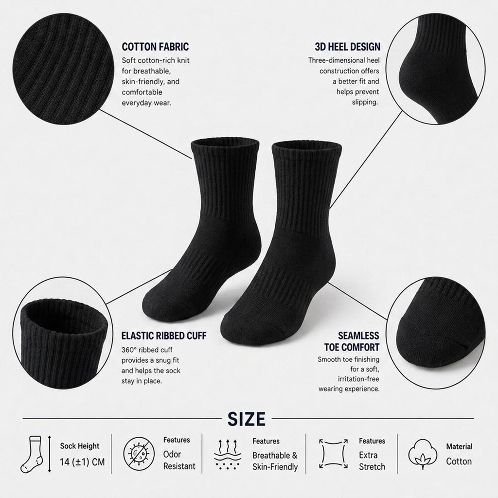 embroidery Sports Mid-Calf Socks|Cotton