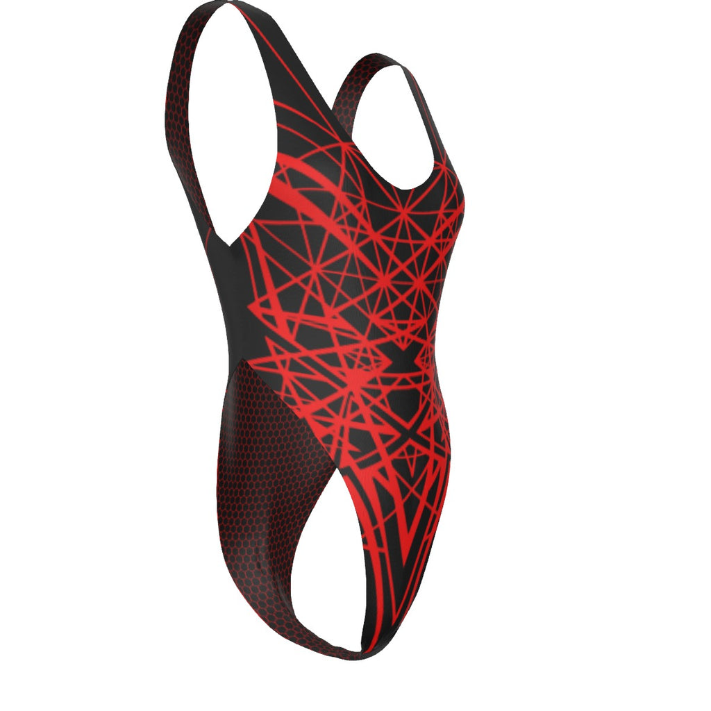 High site cut Swimsuit Double-sides Printed
