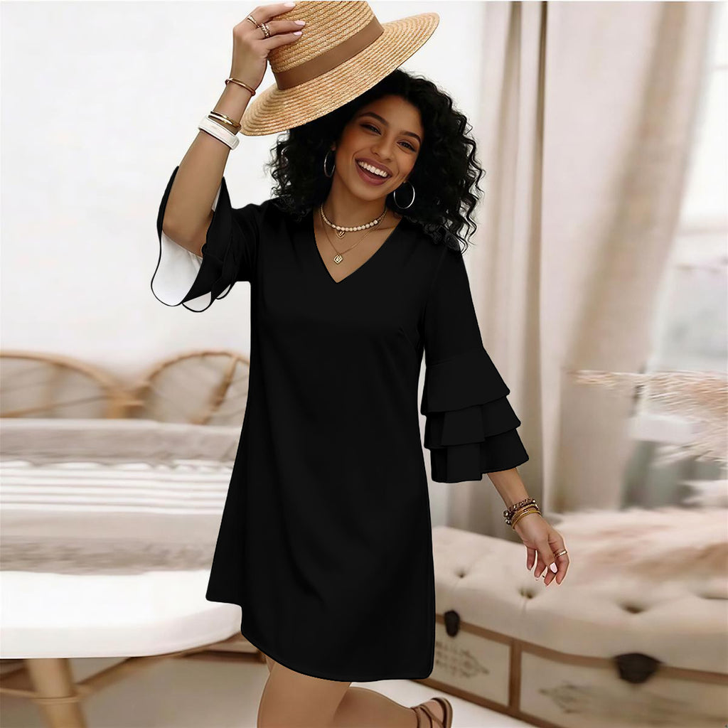 Women's Stacked Ruffle Sleeve Dress