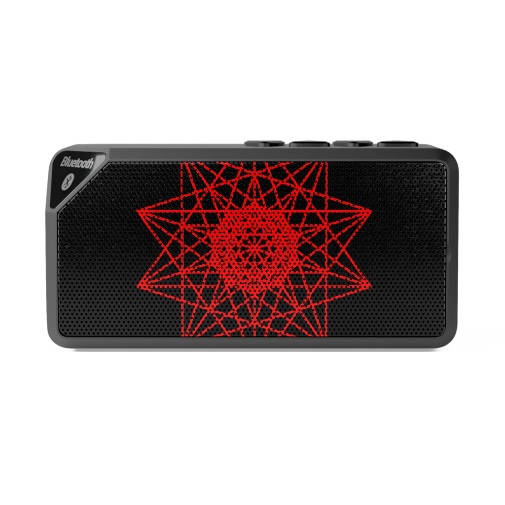 Portable Bluetooth Speaker — Red Geometric Grill Design