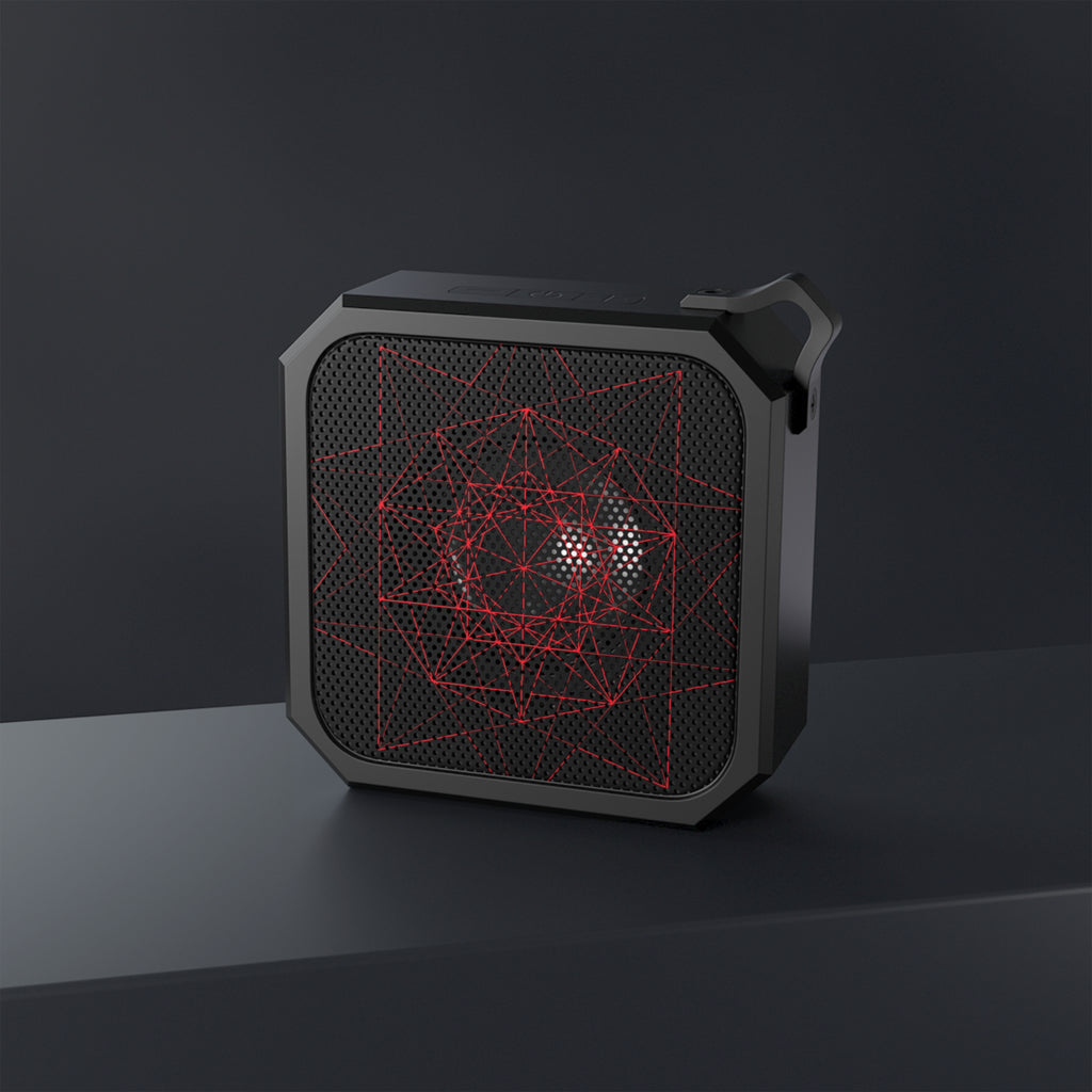 Rugged Waterproof Speaker with Red Geometry Design