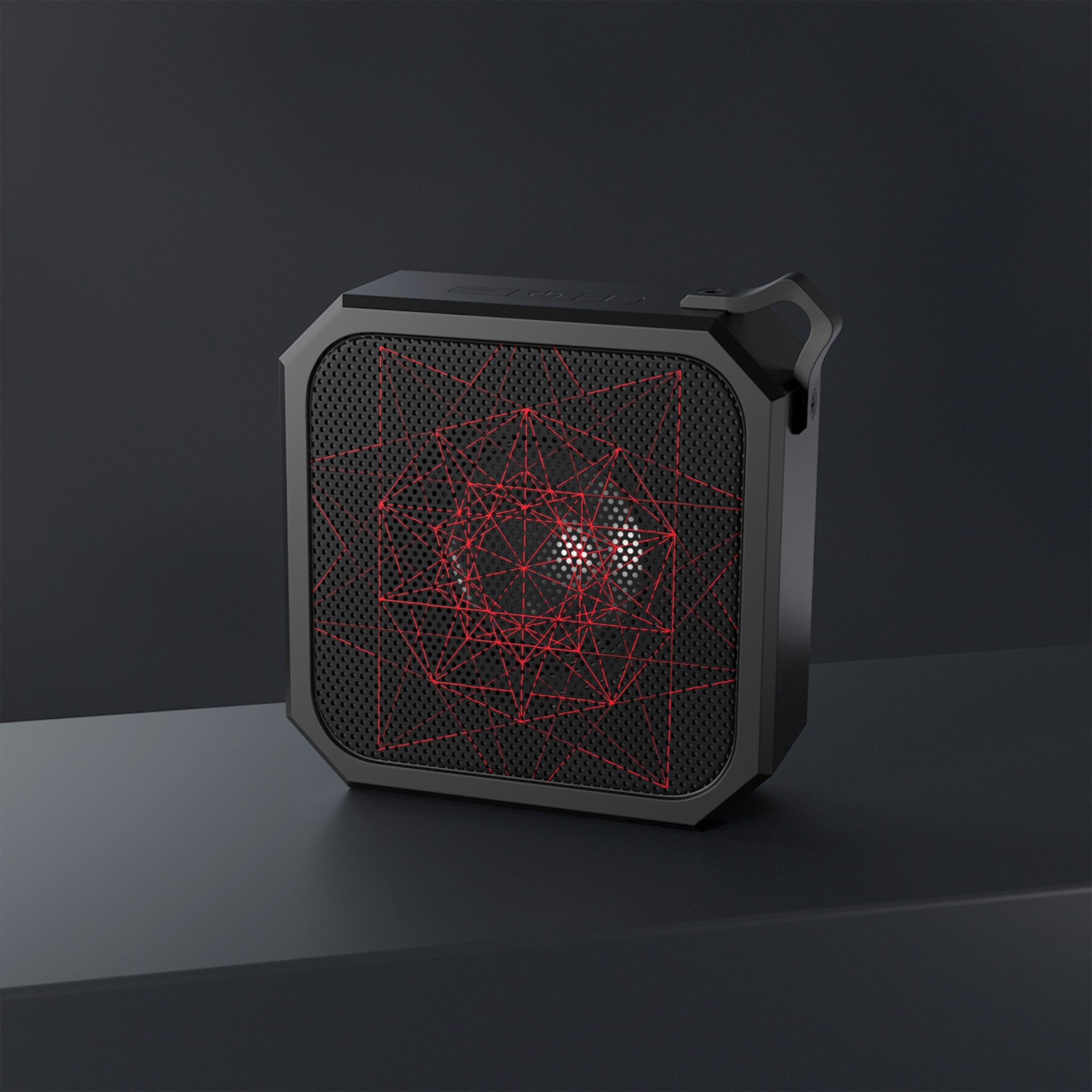 Rugged Waterproof Speaker with Red Geometry Design