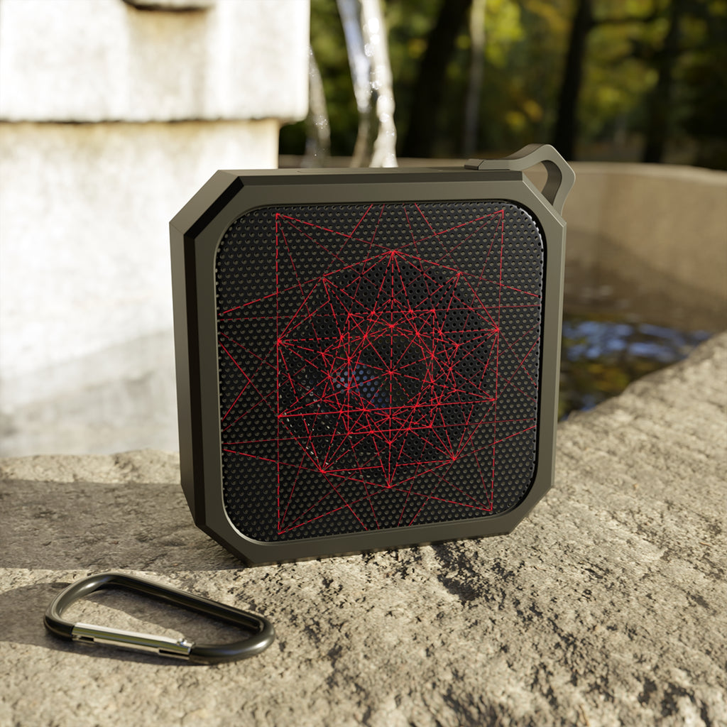 Rugged Waterproof Speaker with Red Geometry Design