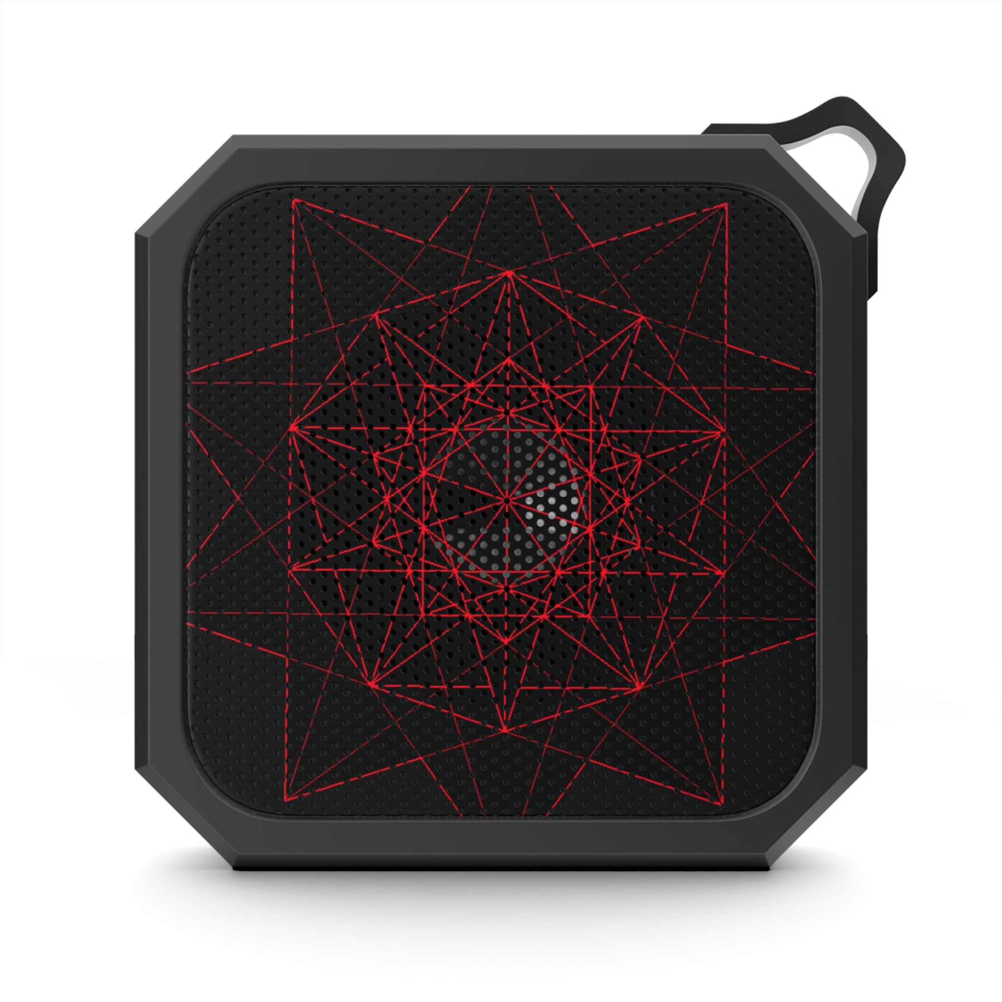 Rugged Waterproof Speaker with Red Geometry Design