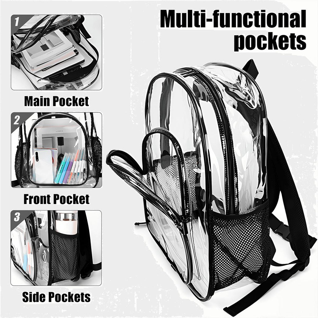 Clear Backpack with Mesh Pocket
