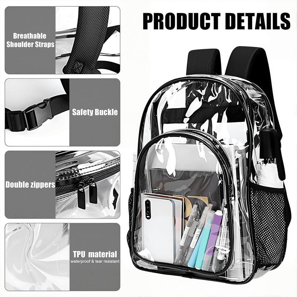 Clear Backpack with Mesh Pocket